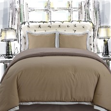 Reversible chocolate 4 piece cotton jacquard quilt & comforter set